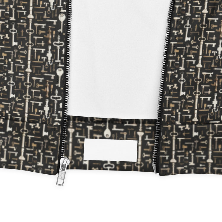 Men’s Geometric All-Over Pattern Bomber Jacket – Stylish & Trendy Streetwear Jacket for Modern Men – Fashionable Outerwear