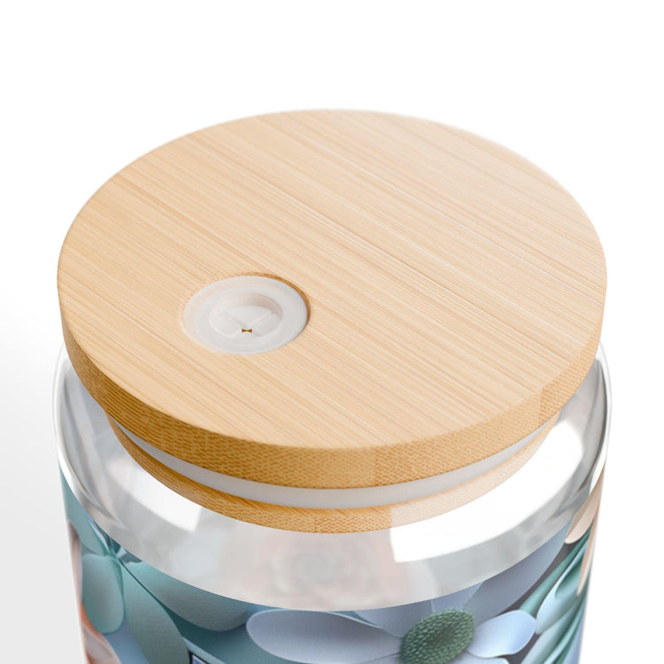 Floral Sipper Glass, Eco-Friendly Drinkware, Reusable Glass Cup, Summer Refreshment, Gift for Garden Lovers, Floral Design