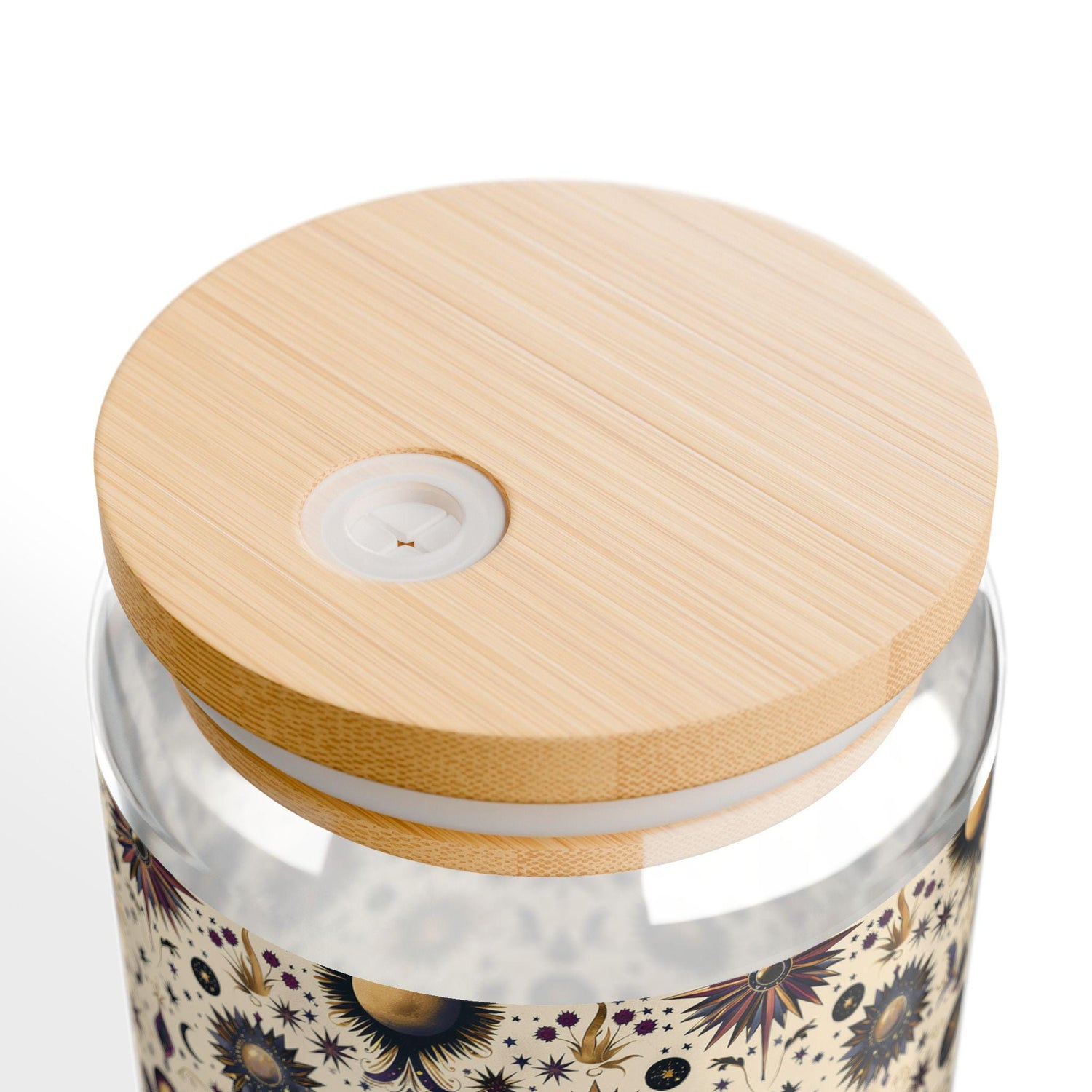 Celestial Sipper Glass, 16oz Starry Sky Design for Eco-Friendly Drinks, Astrology Lovers, Gift for Any Occasion, Sun and Moon Decor