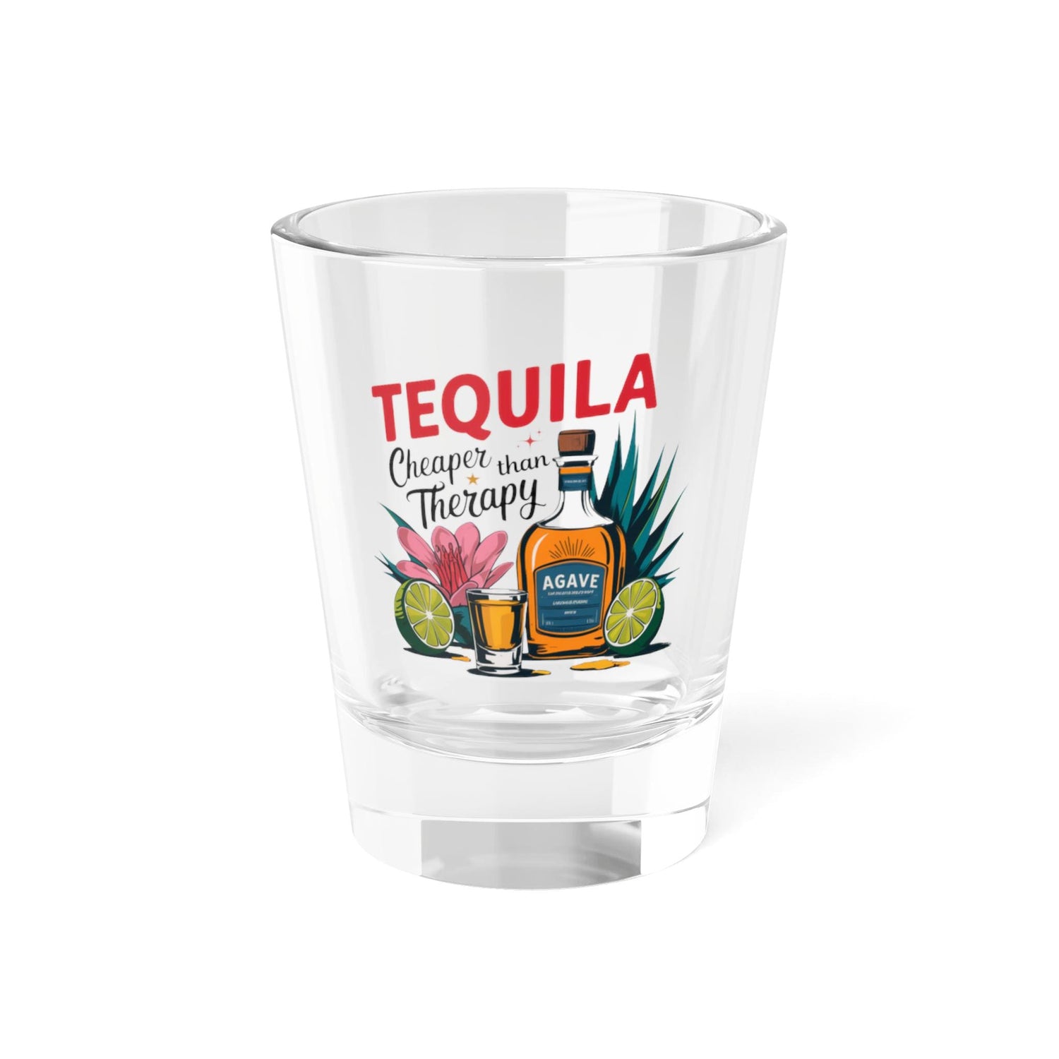 Tequila Shot Glass - Cheaper than Therapy, Funny Gift for Party, Birthday, Barware, Bachelorette, Humor Drinking Glass