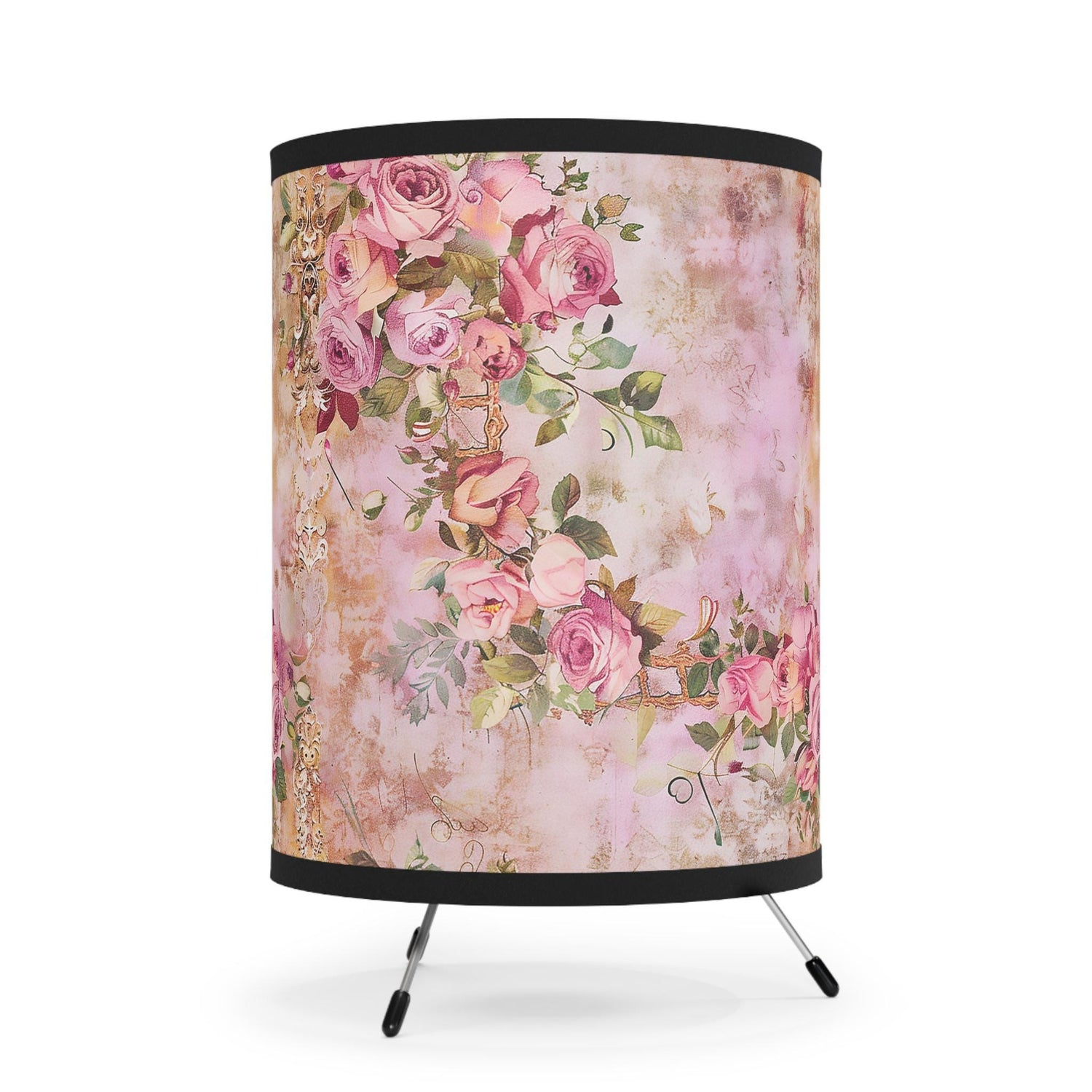Floral Tripod Lamp, Elegant Home Decor, Vintage Style Lighting, Boho Chic Design, Perfect for Living Room, Bedroom, Gift Idea