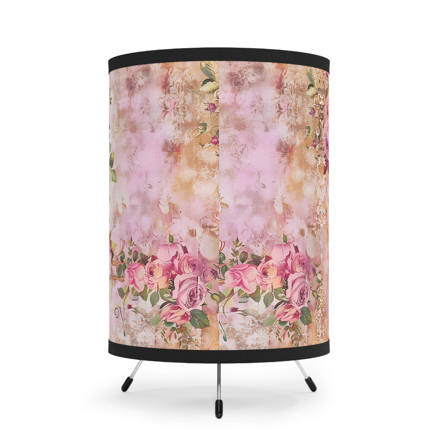 Floral Tripod Lamp, Elegant Home Decor, Vintage Style Lighting, Boho Chic Design, Perfect for Living Room, Bedroom, Gift Idea