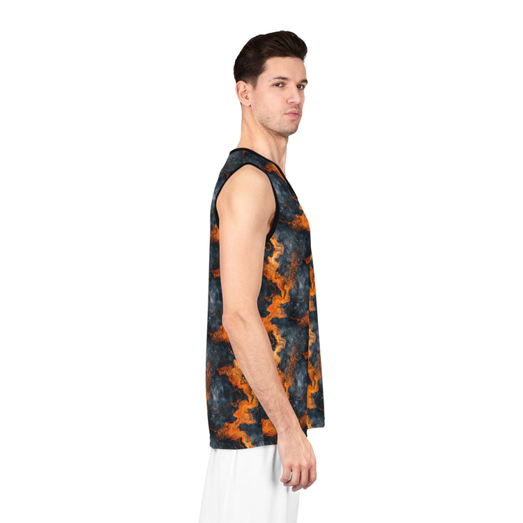 Abstract Flame Pattern Basketball Jersey, Sportswear, Team Jersey, Gifts for Athletes, Unique Sports Apparel