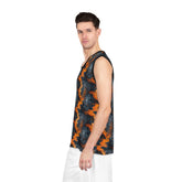 Abstract Flame Pattern Basketball Jersey, Sportswear, Team Jersey, Gifts for Athletes, Unique Sports Apparel