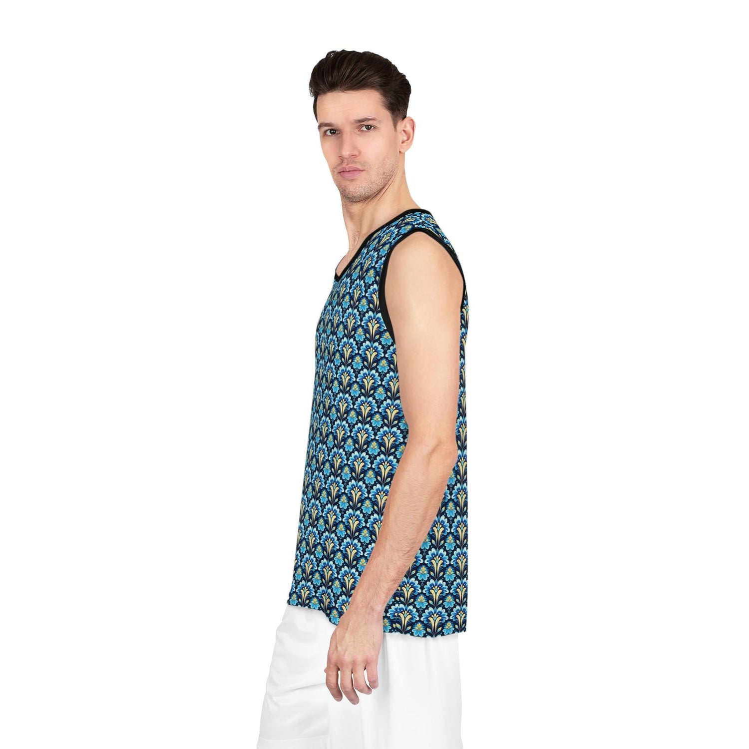 Floral Pattern Basketball Jersey, Trendy Sportswear, Unisex Activewear, Summer Fashion, Perfect for Athletes or Fans