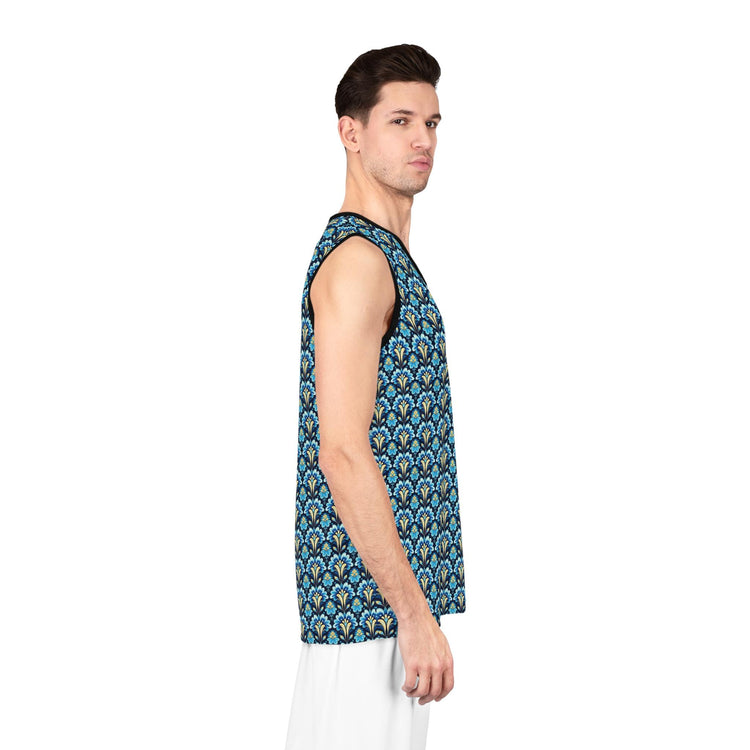 Floral Pattern Basketball Jersey, Trendy Sportswear, Unisex Activewear, Summer Fashion, Perfect for Athletes or Fans