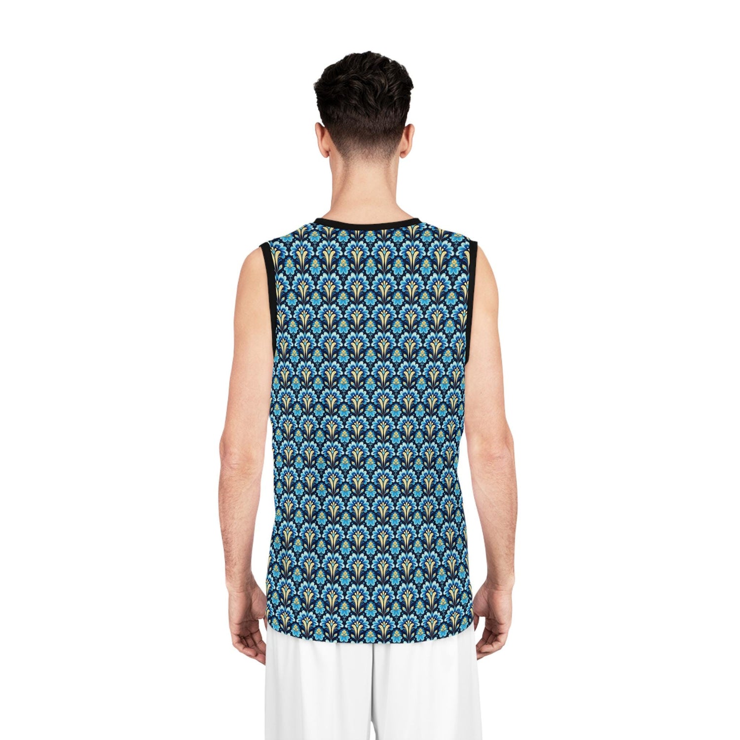 Floral Pattern Basketball Jersey, Trendy Sportswear, Unisex Activewear, Summer Fashion, Perfect for Athletes or Fans