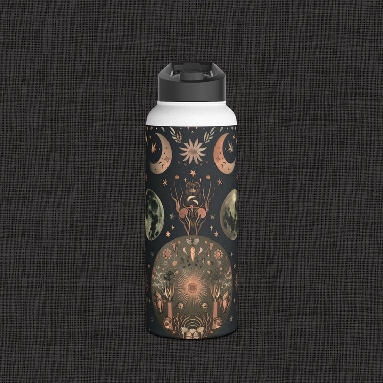 Botanical Print Stainless Steel Water Bottle, Eco-Friendly Drinkware, Floral Design, Outdoors Adventure, Travel Mug, Gift for Nature Lovers