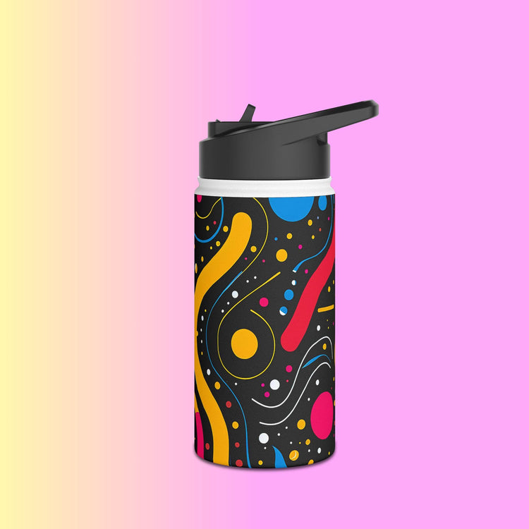 Colorful Abstract Stainless Steel Water Bottle - Outdoor Adventures, Stylish Travel Mug, Fitness Water Jug, Eco-friendly Gift, Vibrant