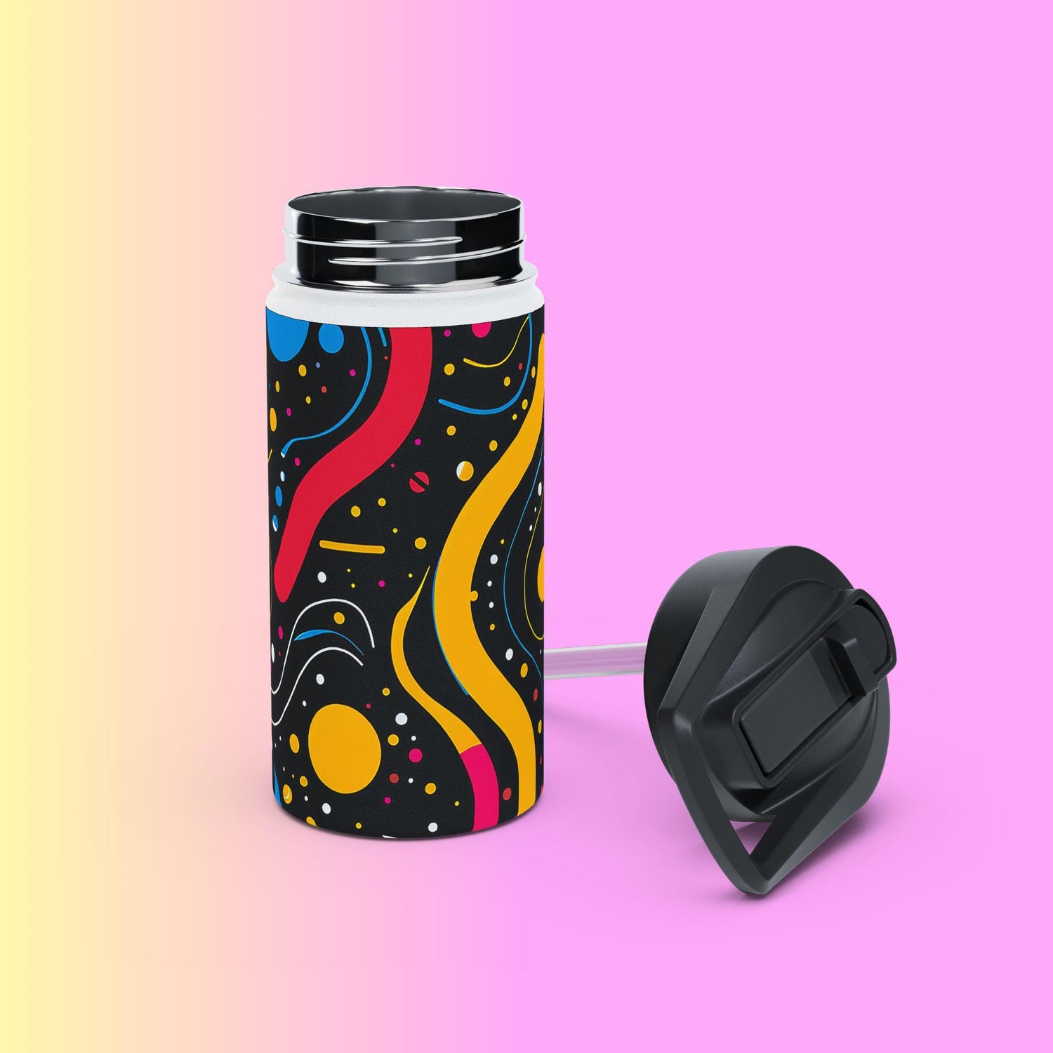 Colorful Abstract Stainless Steel Water Bottle - Outdoor Adventures, Stylish Travel Mug, Fitness Water Jug, Eco-friendly Gift, Vibrant