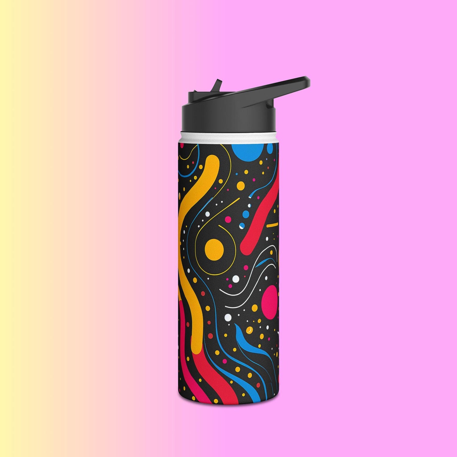 Colorful Abstract Stainless Steel Water Bottle - Outdoor Adventures, Stylish Travel Mug, Fitness Water Jug, Eco-friendly Gift, Vibrant