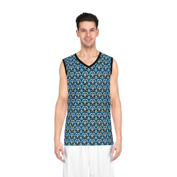 Floral Pattern Basketball Jersey, Trendy Sportswear, Unisex Activewear, Summer Fashion, Perfect for Athletes or Fans
