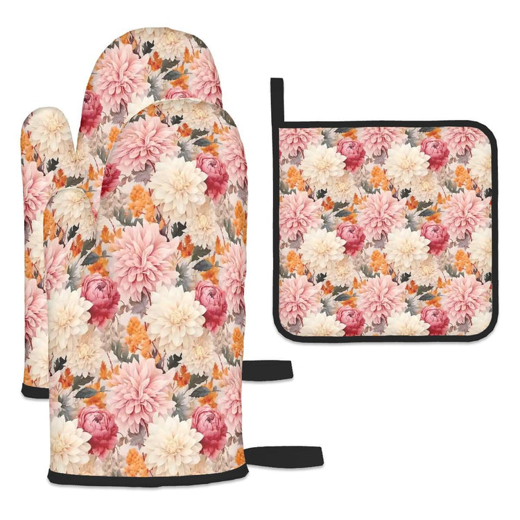 Floral Oven Mitts and Pot Holders Sets (3pcs), Kitchen Designs, Kitchenware, Kitchen Decor, Designer Kitchen