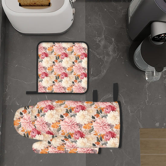 Floral Oven Mitts and Pot Holders Sets (3pcs), Kitchen Designs, Kitchenware, Kitchen Decor, Designer Kitchen