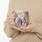 Whimsical Bunny Ceramic Mug - Perfect for Easter Coffee Lovers, Cute Gift for Kids, Spring Decor, Fun Tea Mug, Adorable 3D Floral Design