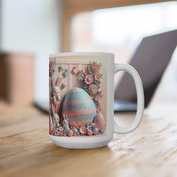 Whimsical Bunny Ceramic Mug - Perfect for Easter Coffee Lovers, Cute Gift for Kids, Spring Decor, Fun Tea Mug, Adorable 3D Floral Design