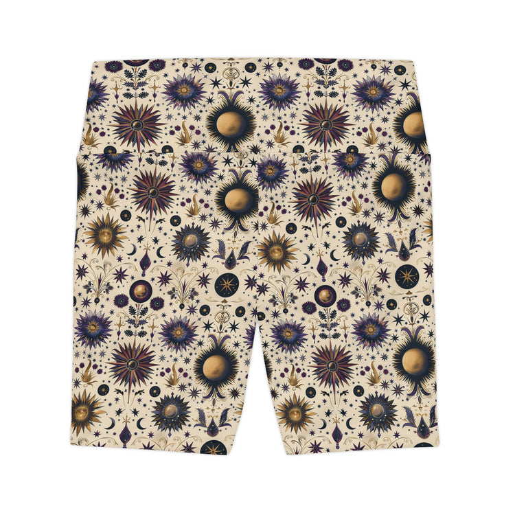 Bohemian Floral Workout Shorts, Comfortable Fitness Shorts, Yoga Bottoms, Activewear for Women, Summer Exercise Gear