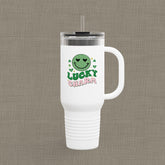 Lucky Charm Insulated Travel Mug, 40oz, Perfect for Coffee Lovers, Eco-Friendly Drinkware, Great Gift for Travelers, Fun Kitchen Accessory,