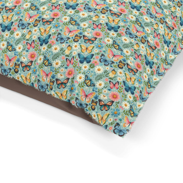 Floral Pet Bed for Dogs & Cats, Personalized Dog Bed with Butterflies, Cozy Pet Cushion, Unique Pet Gift, Home Decor for Pet Lovers