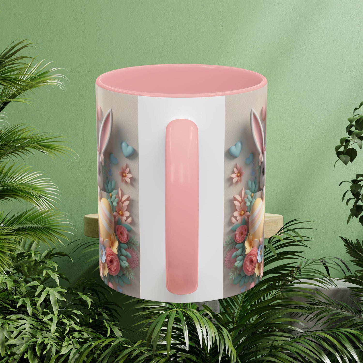 3D Easter Bunnies Coffee Mug, Spring Holiday Tea Cup, Easter Bunny Kitchen Decor, Cute Rabbit Drinkware, Pastel Easter Mug