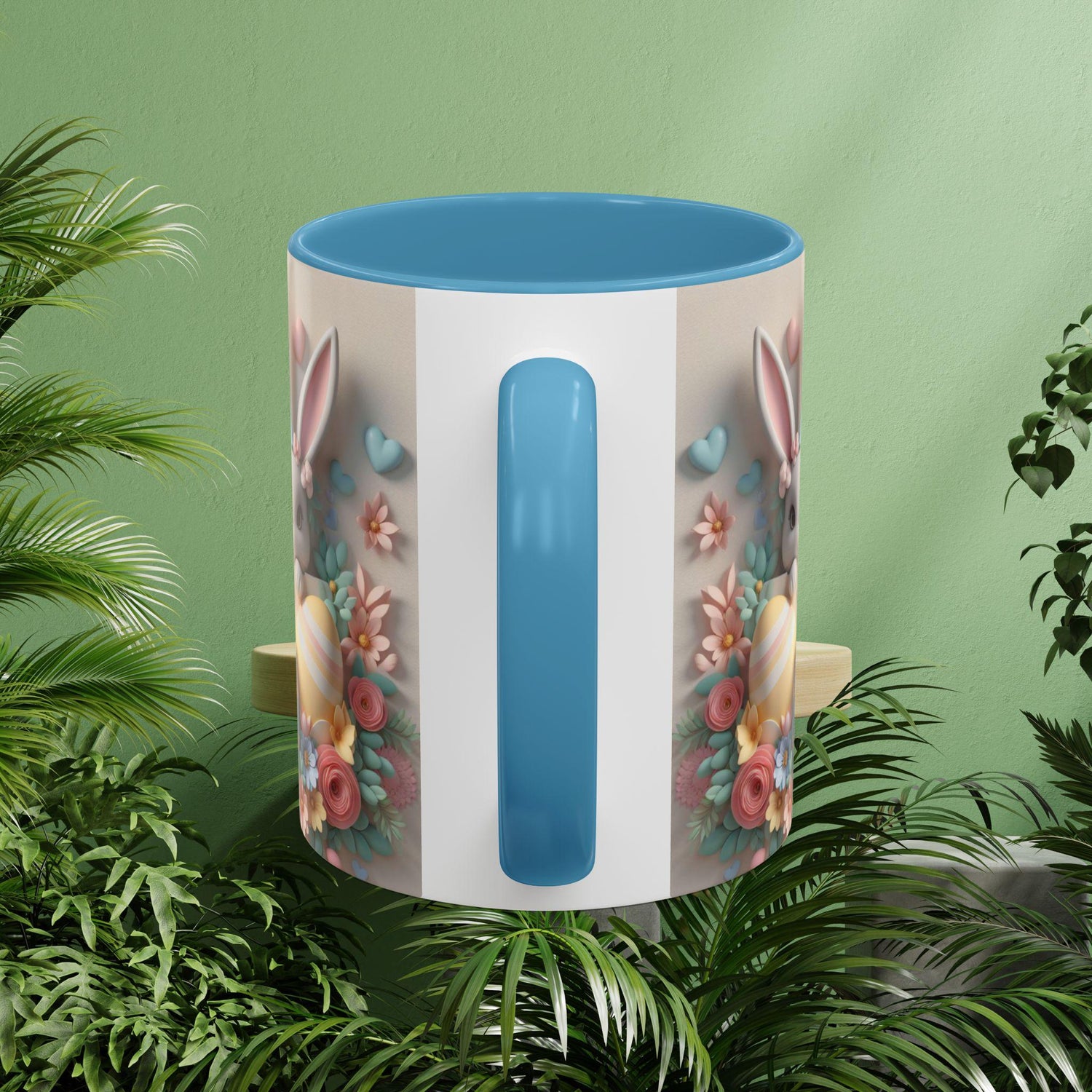 3D Easter Bunnies Coffee Mug, Spring Holiday Tea Cup, Easter Bunny Kitchen Decor, Cute Rabbit Drinkware, Pastel Easter Mug