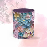 Floral Butterfly Accent Coffee Mug - Perfect Gift for Nature Lovers, Spring Holidays, Flower Enthusiasts, Home Decor, Coffee Lovers