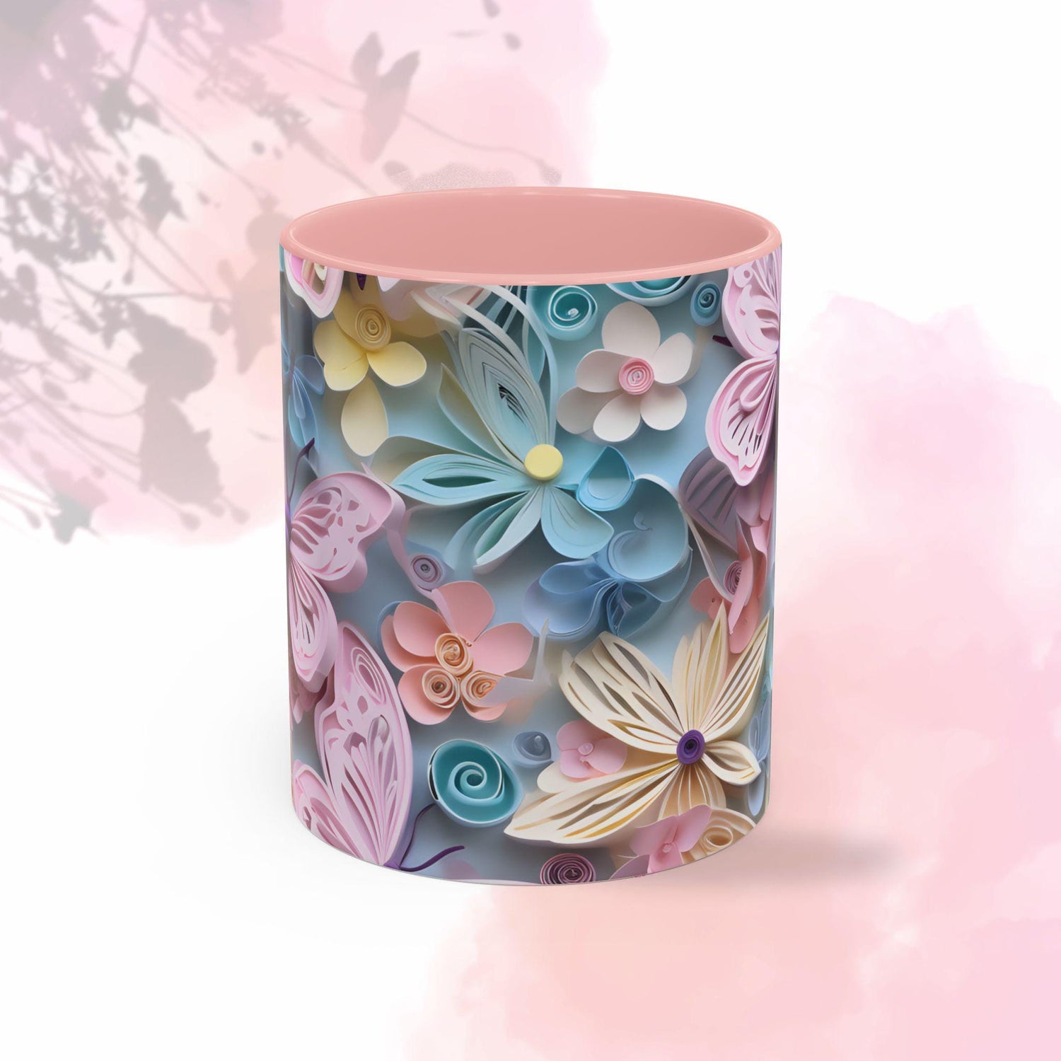 Floral Butterfly Accent Coffee Mug - Perfect Gift for Nature Lovers, Spring Holidays, Flower Enthusiasts, Home Decor, Coffee Lovers