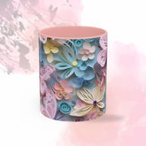 Floral Butterfly Accent Coffee Mug - Perfect Gift for Nature Lovers, Spring Holidays, Flower Enthusiasts, Home Decor, Coffee Lovers