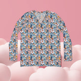 Floral Long Sleeve V-Neck Shirt - Boho Top, Nature-Inspired Apparel, Spring Fashion, Everyday Casual Wear, Gift for Her, Floral Print