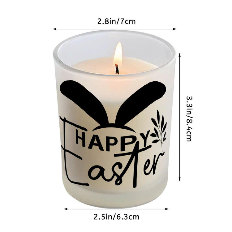 Easter Frosted Jar Scented Candle with Lid (6oz), Simple Minimilist Bunny Spring Design Aromatherapy Candle