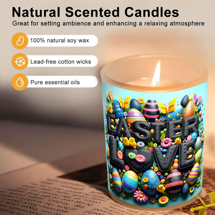 Easter Frosted Jar Scented Candle with Lid (6oz), 3D Design Spring Accent Aromatherapy Candle