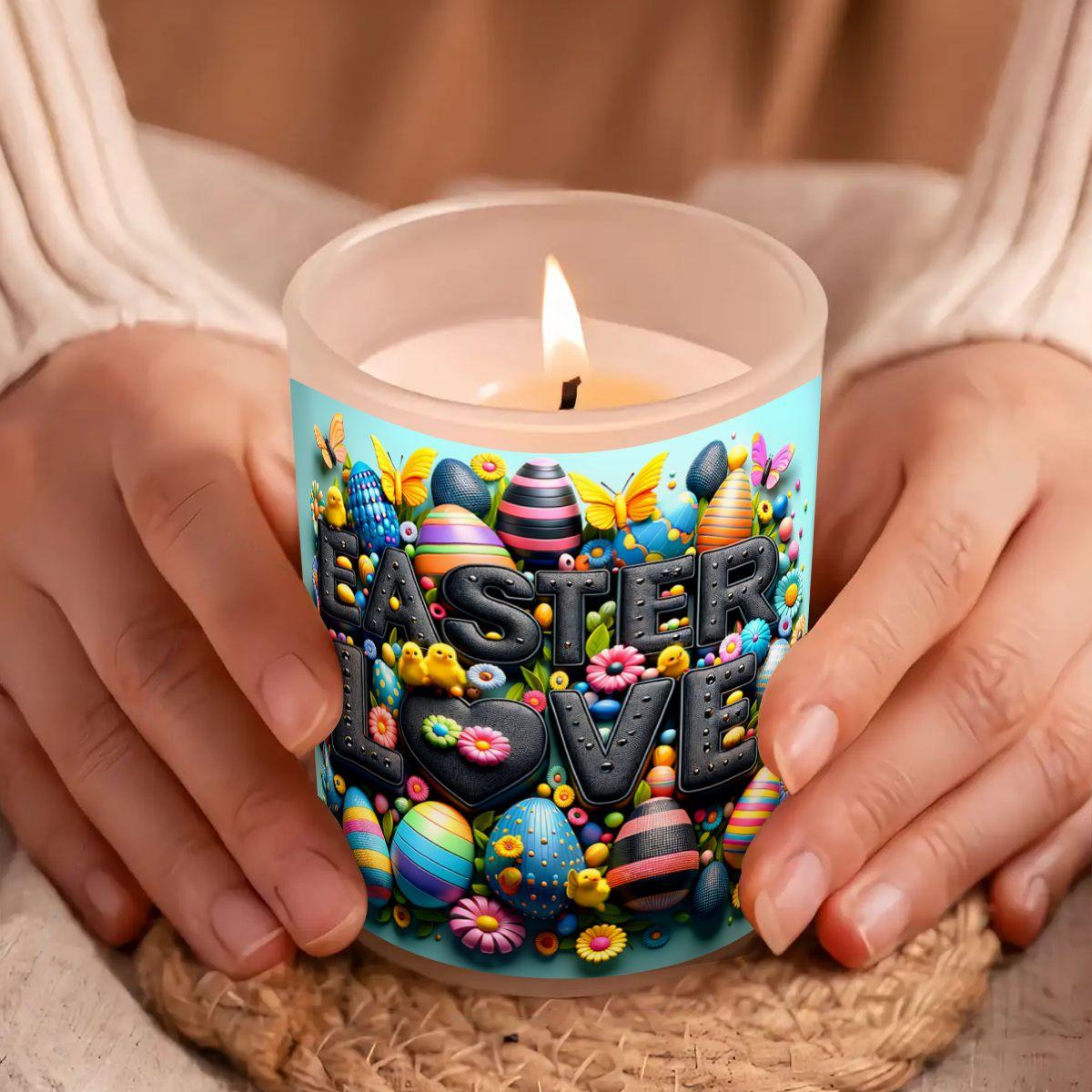 Easter Frosted Jar Scented Candle with Lid (6oz), 3D Design Spring Accent Aromatherapy Candle