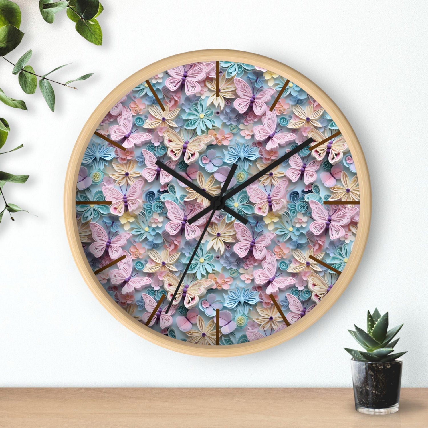 Butterfly Wall Clock, Designer Home Decor, 3D Butterfly Pattern Clock, Great Home Gift, Wall Art Decor, DIY Home Decor