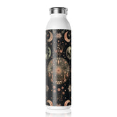 Celestial Floral Slim Water Bottle, Astrological Gift, Eco-Friendly Hydration, Outdoor Adventure Accessory, Planetary Design, Reusable