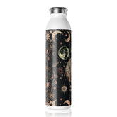 Celestial Floral Slim Water Bottle, Astrological Gift, Eco-Friendly Hydration, Outdoor Adventure Accessory, Planetary Design, Reusable