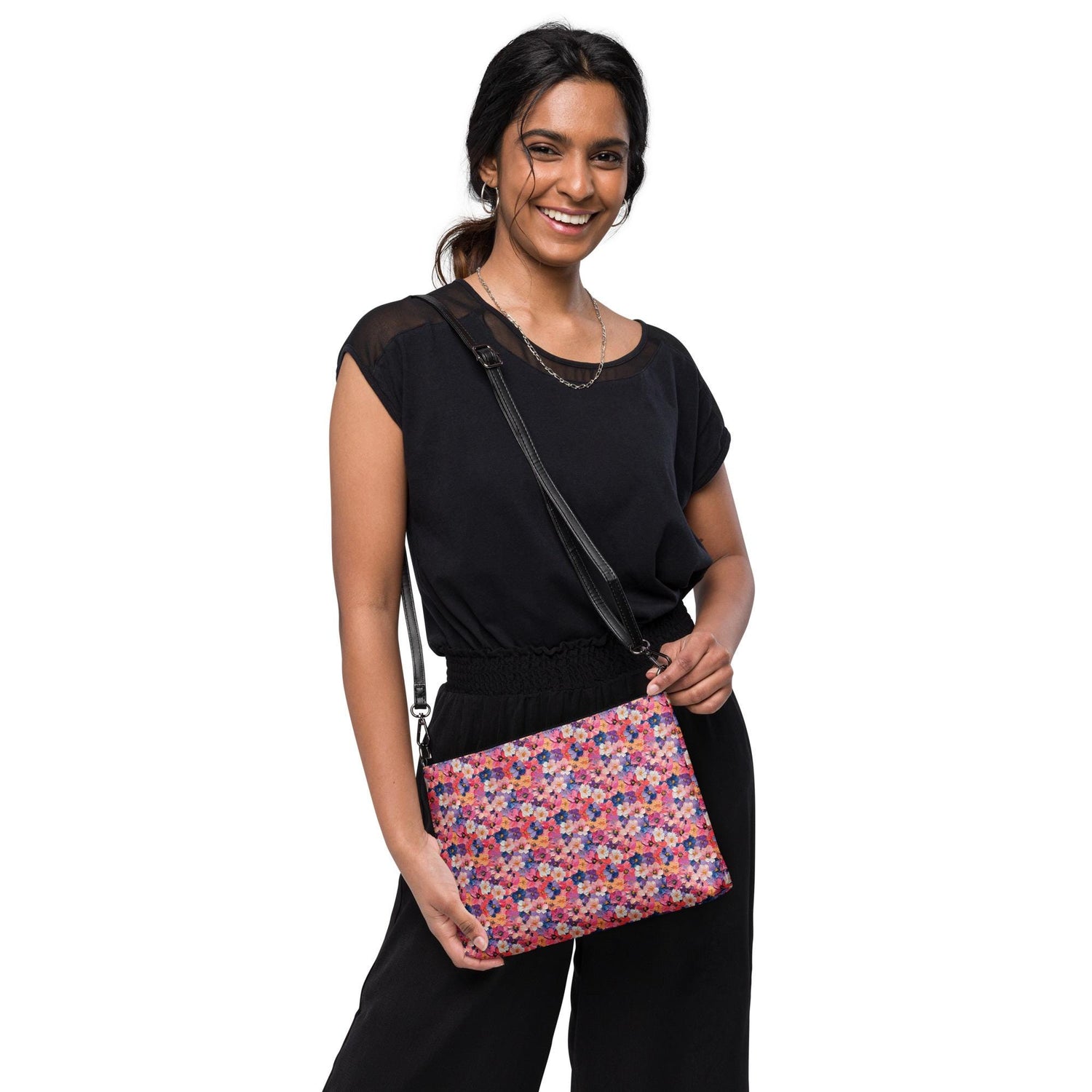 Bright Floral Seamless Pattern Crossbody Bag | Stylish Casual Fashion Bag | Lightweight & Hands-Free | Perfect for Everyday Use