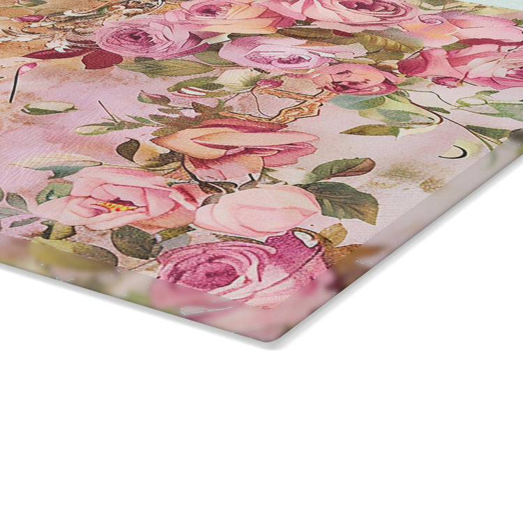 Elegant Floral Glass Cutting Board - Stylish Kitchen Décor, Gift for Home Cooks, Wedding Gift, Unique Housewarming Gift, Vintage