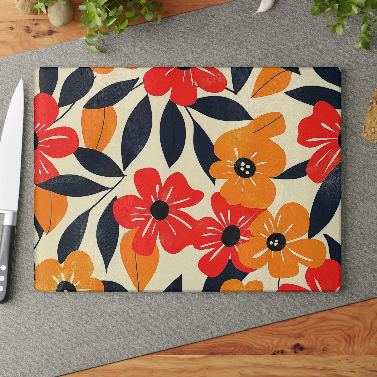 Floral Glass Cutting Board | Bright Kitchen Decor, Unique Gift for Weddings, Housewarming, Mothers Day, Foodie Kitchen