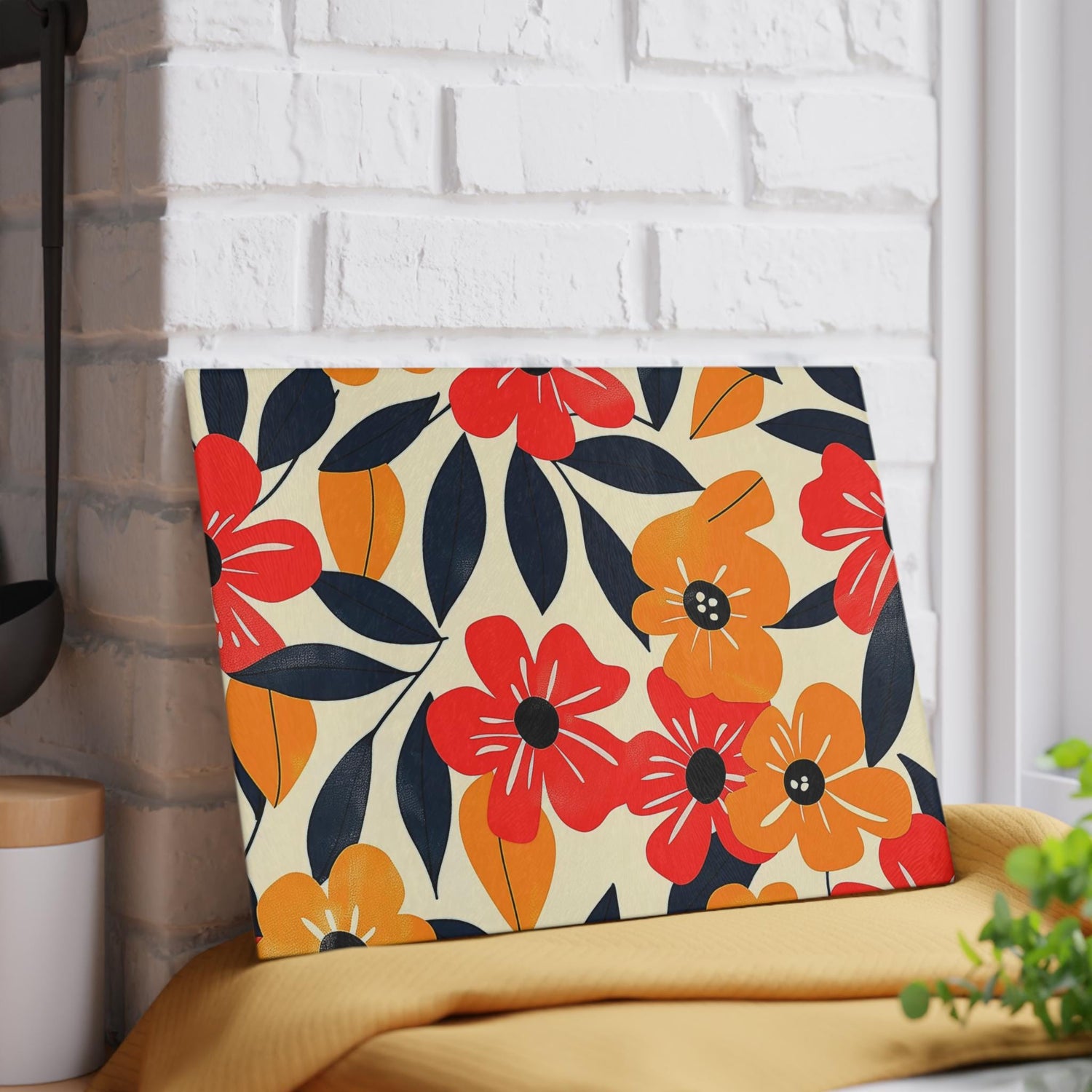 Floral Glass Cutting Board | Bright Kitchen Decor, Unique Gift for Weddings, Housewarming, Mothers Day, Foodie Kitchen