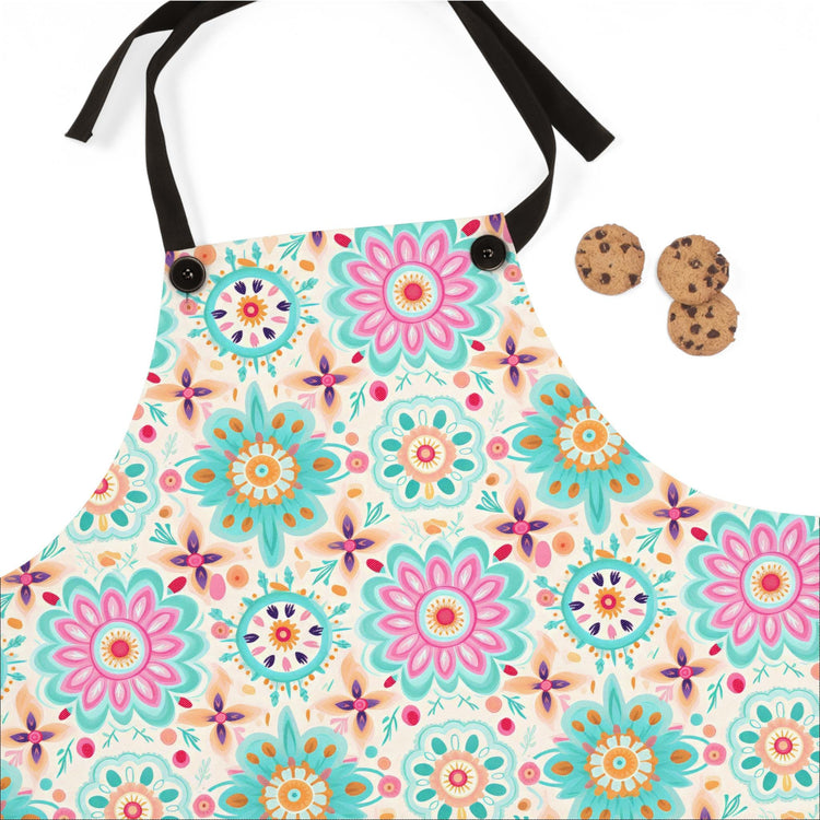 Colorful Floral Apron for Cooking and Baking, Perfect Gift for Foodie, Gardening, Housewarming, Mothers Day, Kitchen Decor