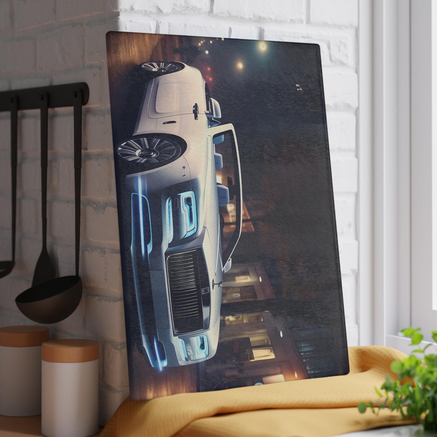 Luxury Car Glass Cutting Board - Unique Kitchen Decor, Culinary Gift, Car Enthusiast Kitchenware, Modern Home Accessories, Stylish Cooking