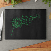 Lucky Dandelion Glass Cutting Board, Kitchen Decor, Gift for Chef, St. Patrick&