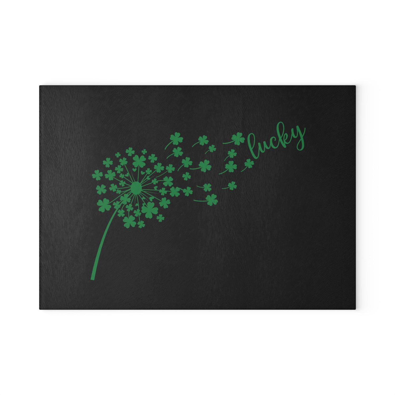 Lucky Dandelion Glass Cutting Board, Kitchen Decor, Gift for Chef, St. Patrick&