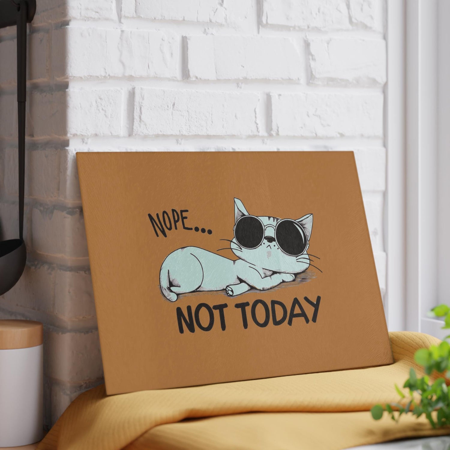 Funny Cat Glass Cutting Board-Nope Not Today Kitchen Decor, Pet Lover Gift, Cooking Accessory, Housewarming Gift, Cat Mom Kitchen
