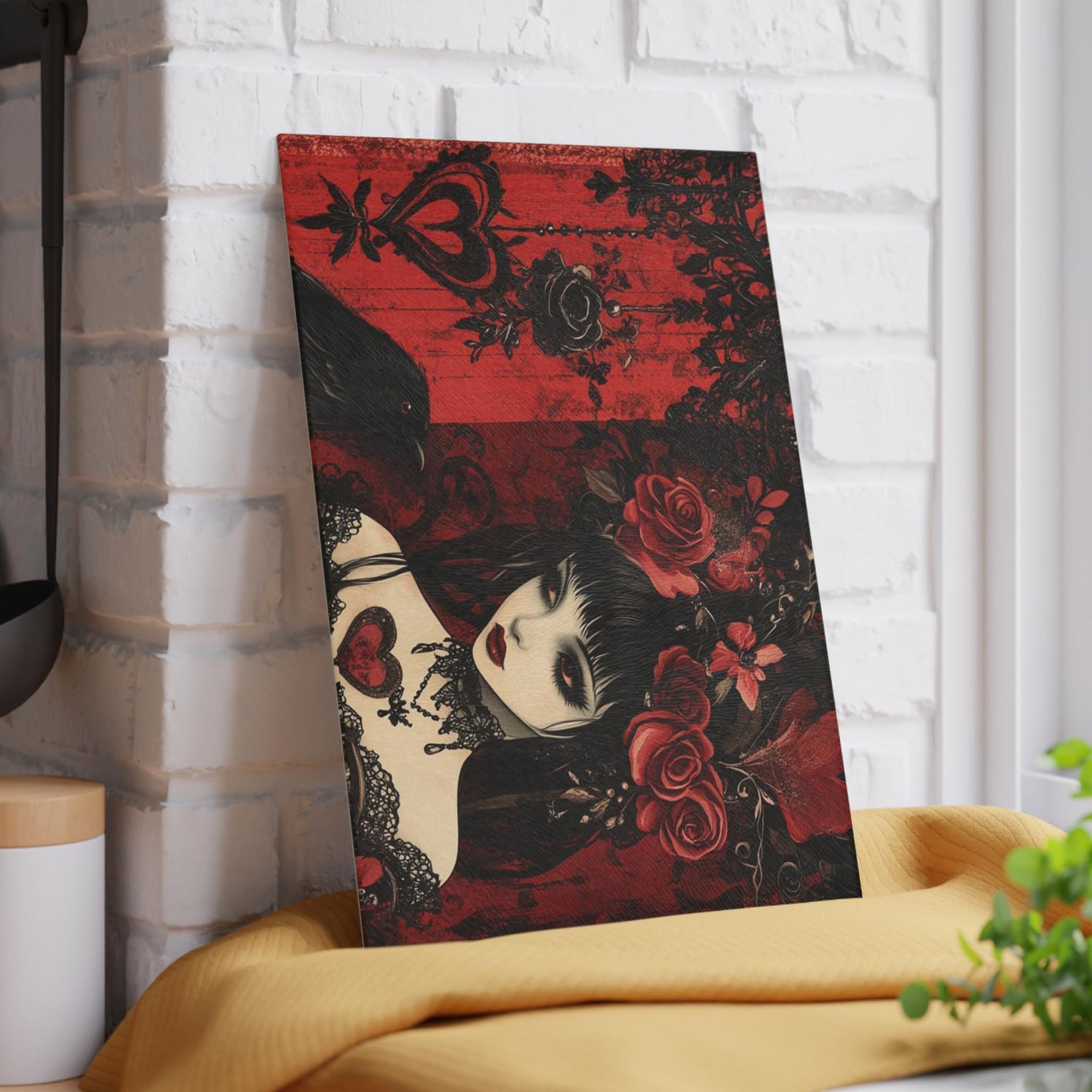 Gothic Art Glass Cutting Board | Darkly Elegant Kitchen Decor, Halloween Gift, Unique Gift for Her, Home Cooking Accessory