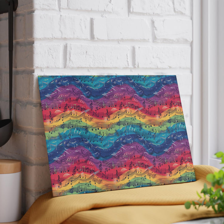 Colorful Musical Notes Glass Cutting Board - Perfect for Musicians, Gift for Music Lovers, Kitchen Decor, Housewarming Gift, Party Essential