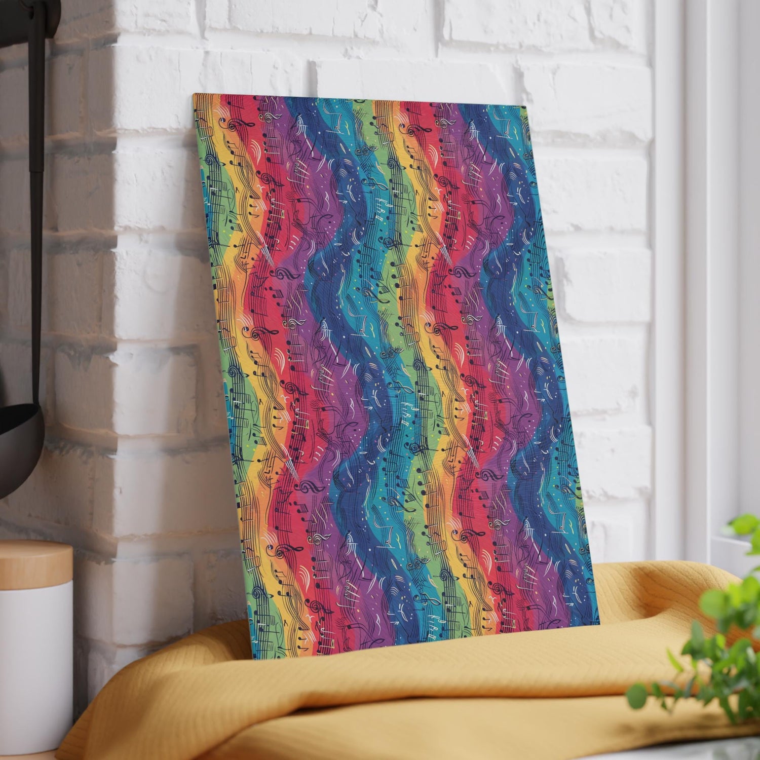 Colorful Musical Notes Glass Cutting Board - Perfect for Musicians, Gift for Music Lovers, Kitchen Decor, Housewarming Gift, Party Essential