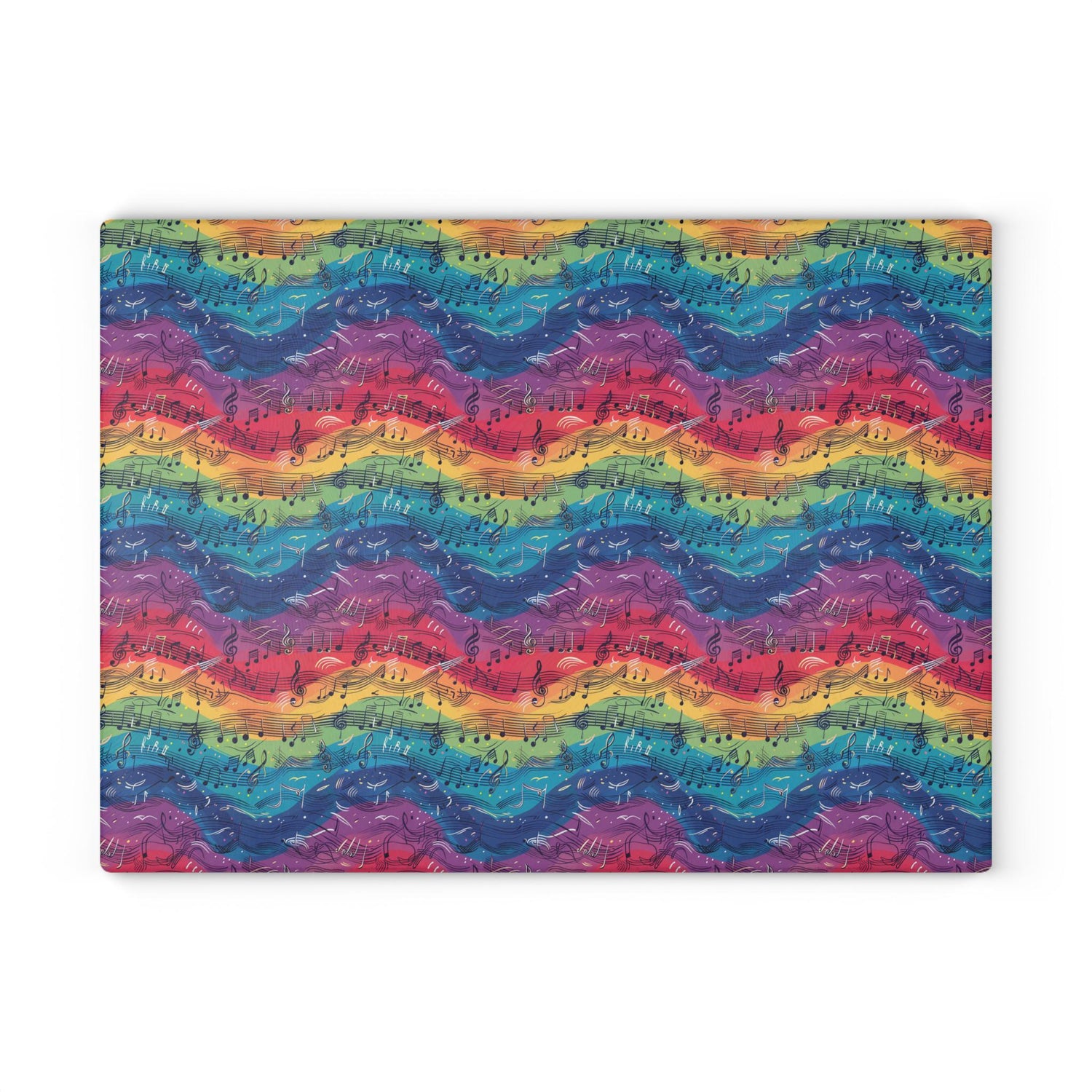 Colorful Musical Notes Glass Cutting Board - Perfect for Musicians, Gift for Music Lovers, Kitchen Decor, Housewarming Gift, Party Essential