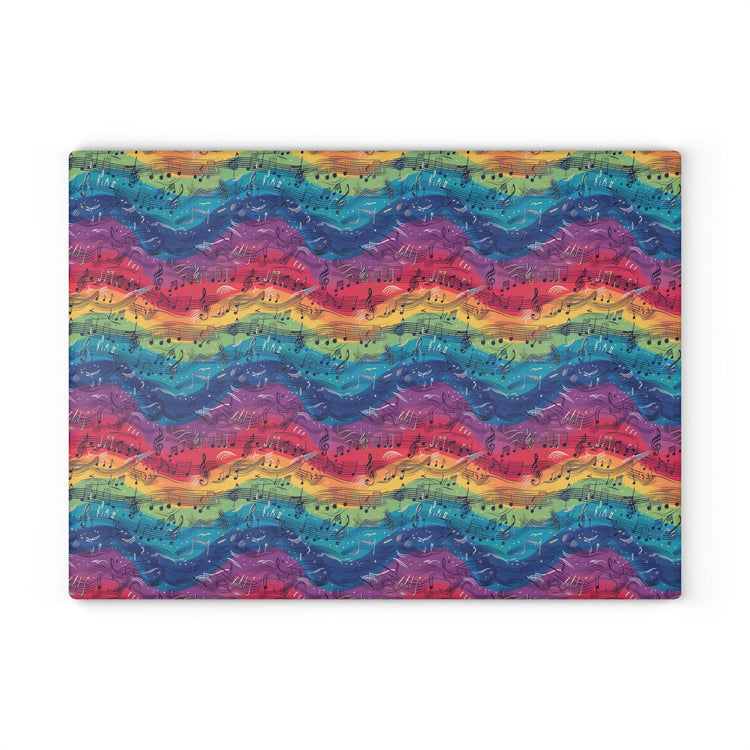 Colorful Musical Notes Glass Cutting Board - Perfect for Musicians, Gift for Music Lovers, Kitchen Decor, Housewarming Gift, Party Essential