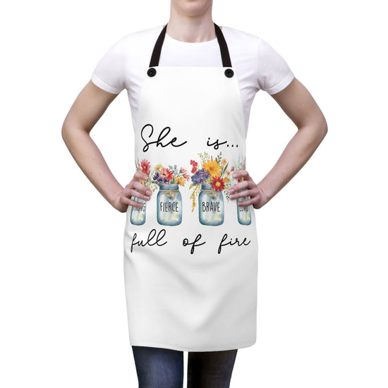 Stylish Positive Powerful Message Apron, Cooking with Style Floral Print Design, Gift for Her
